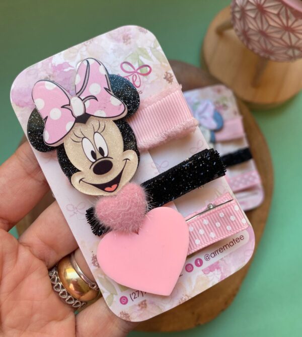 Hair Clips Minnie Rosa