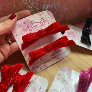 Lacinho Zoe - Veludo Glíter - Tamanho P - Vermelho