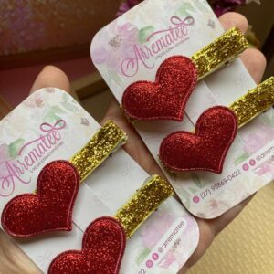 Duplinha Hair Clips - Coração Glíter
