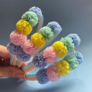Arco Pompom Candy Color - Fita Trançada