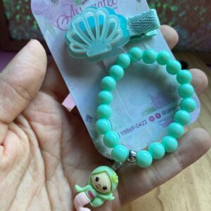 Kit Temático - Concha Verde - Hair Clips e Pulseira