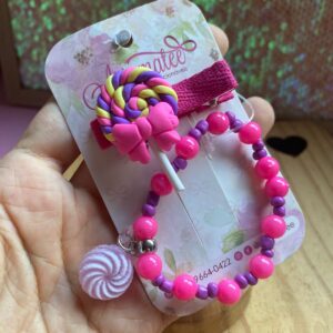Kit Temático - Pirulito Roxo - Hair Clips e Pulseira