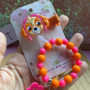 Kit Temático - Skye- Hair Clips e Pulseira